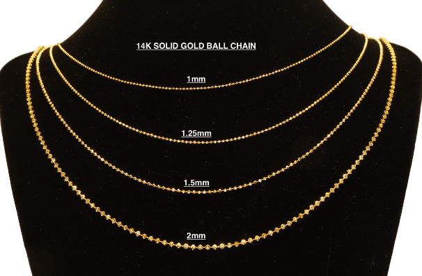 14K Gold Diamond Cut Ball Chain Necklace