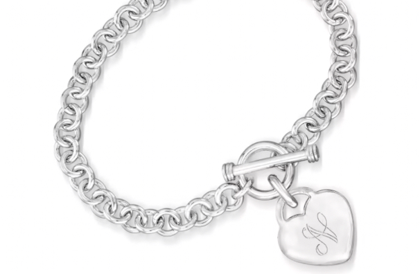 Sterling Silver Custom Heart Toggle Bracelet