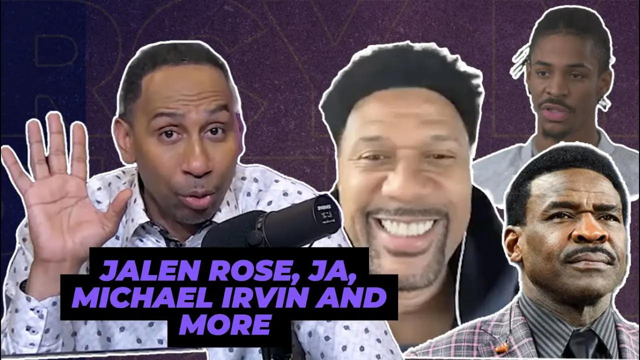 Stephen A. Smith reacts to Michael Irvin