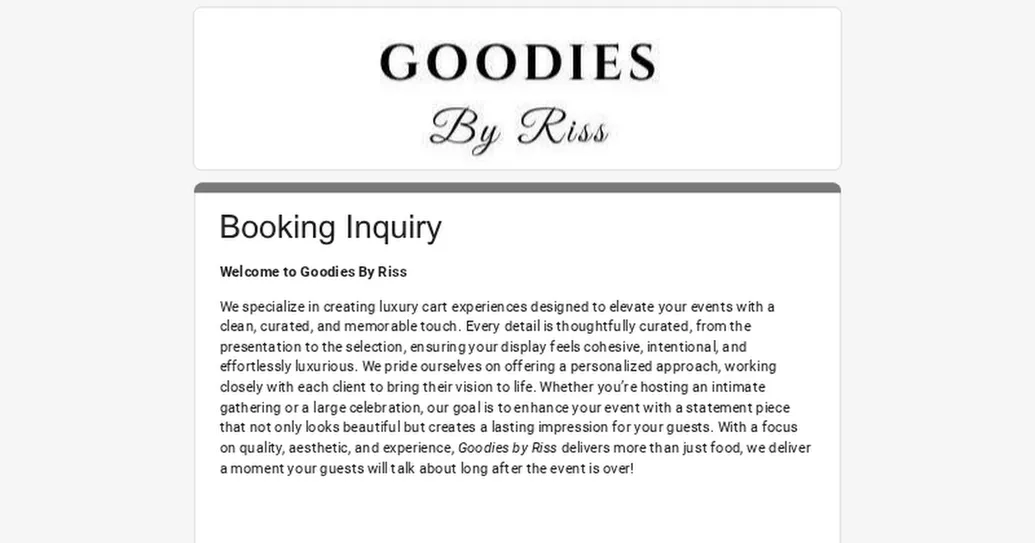 Goodies By Riss Mobile Dessert / Food Cart Rental - Booking Inquiry 