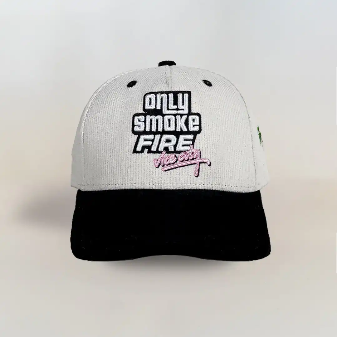 FIRE OSF Vice City Logo White Cordouroy Hat / Black Brim