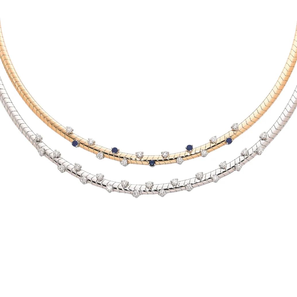 Floating Diamond Omega Slider Necklace