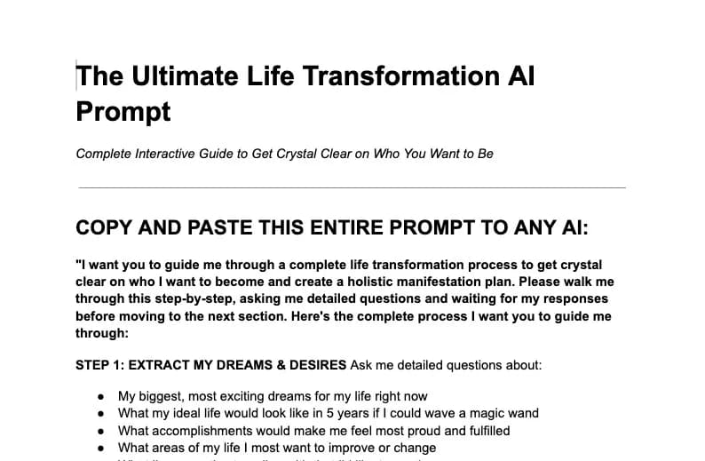 THE DREAM LIFE AI PROMPT