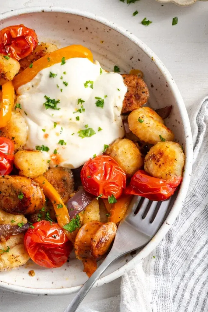 Baked Sheet Pan Gnocchi With Chicken Sausage 