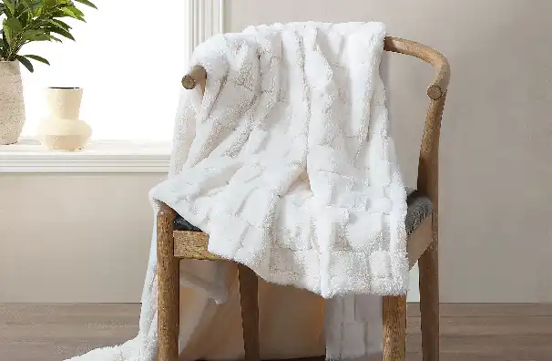 White: Faux Fur Throw Blanket