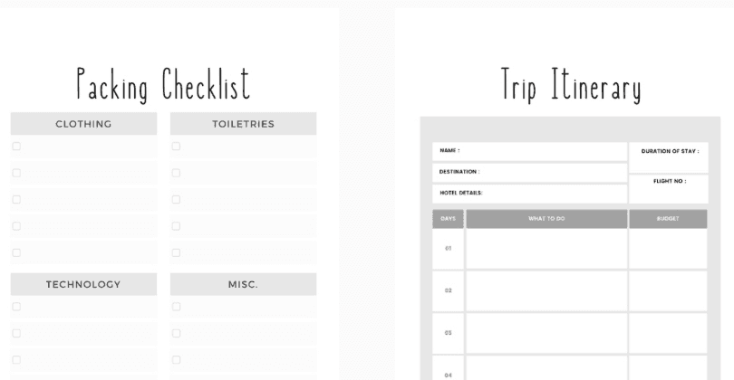 My Travel Planning Templates - Free Download