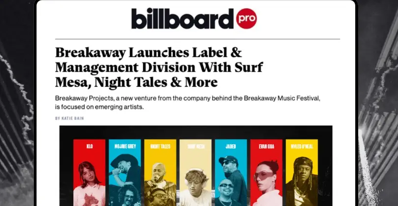 Breakaway Launches Label & Management Division, Breakaway Projects