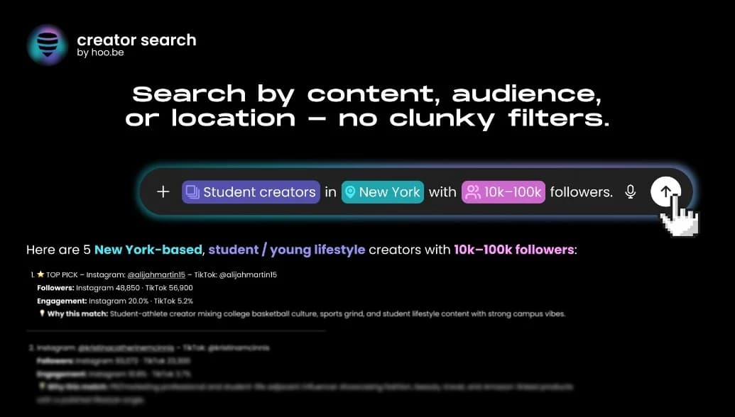 Creator search that feels natural.