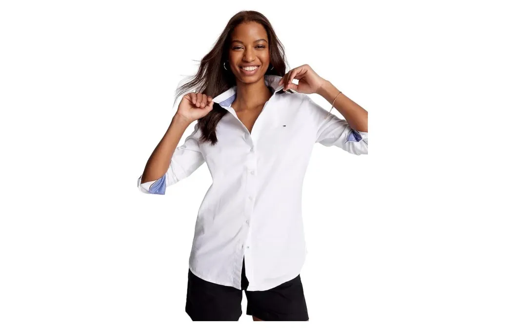 Solid White Button Collared Shirt