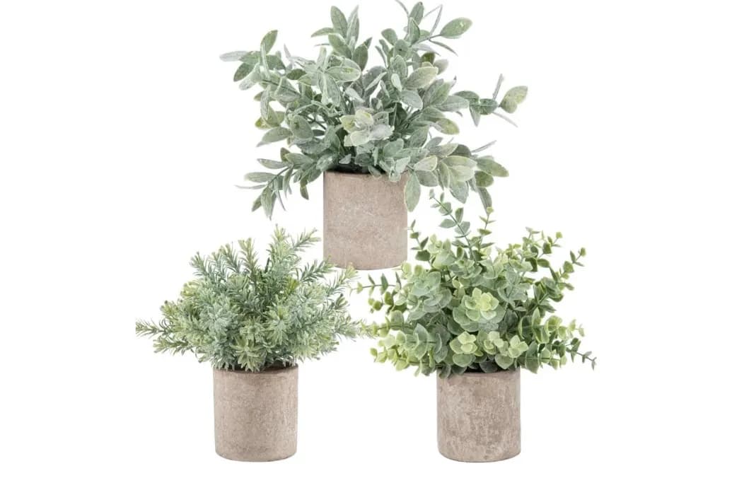 3 Mini Potted Fake Plants