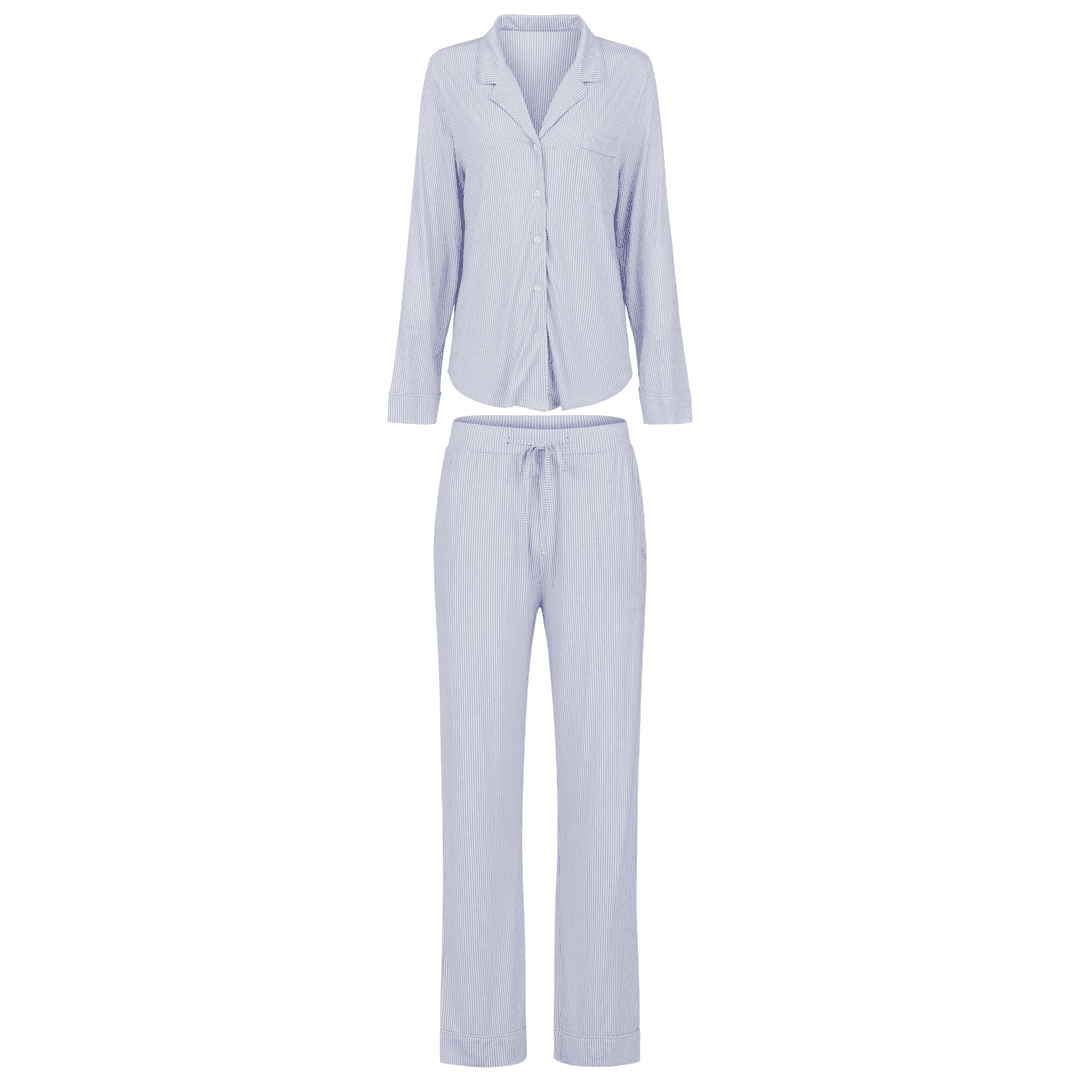 STRIPES BAMBOO LONG SLEEVE LOUNGE SET 