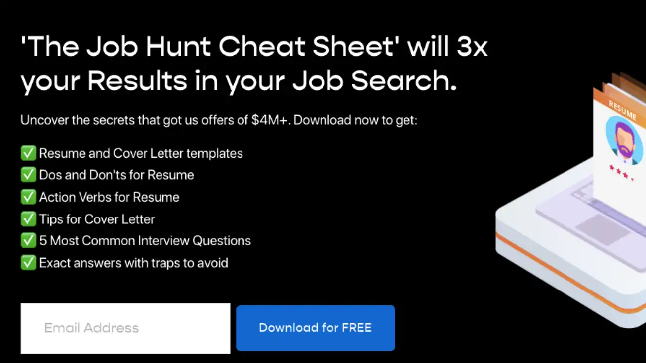FREE Ebook 'Job Hunt Cheat Sheet'