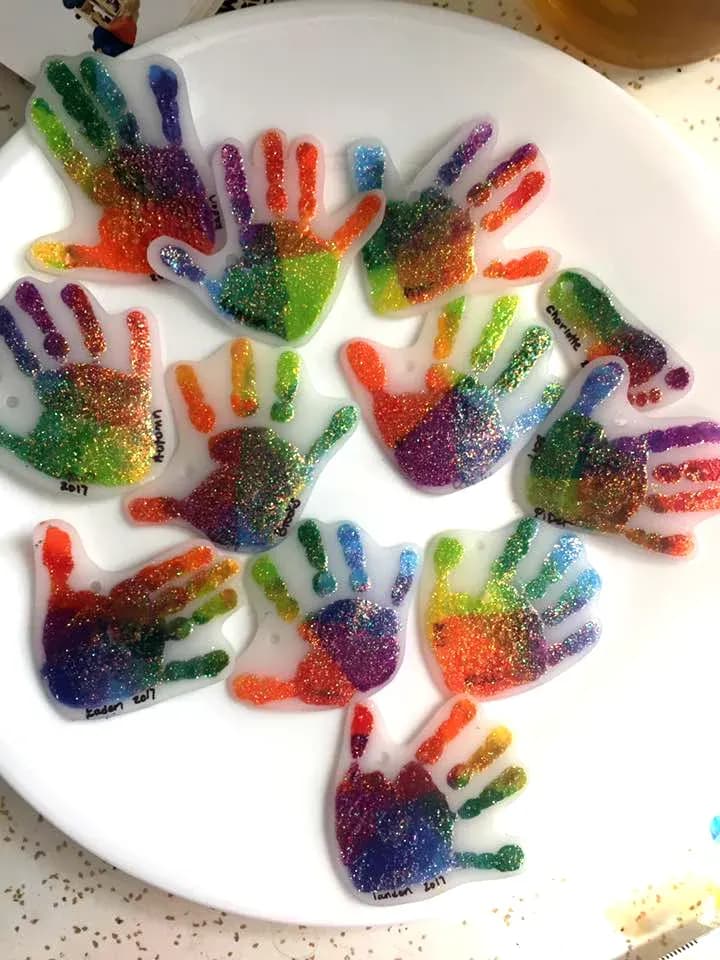 Handprint Shrinky Dink Keychains - Crafty Morning