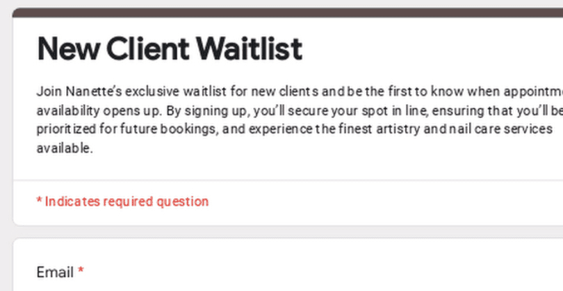 New Client Waitlist
