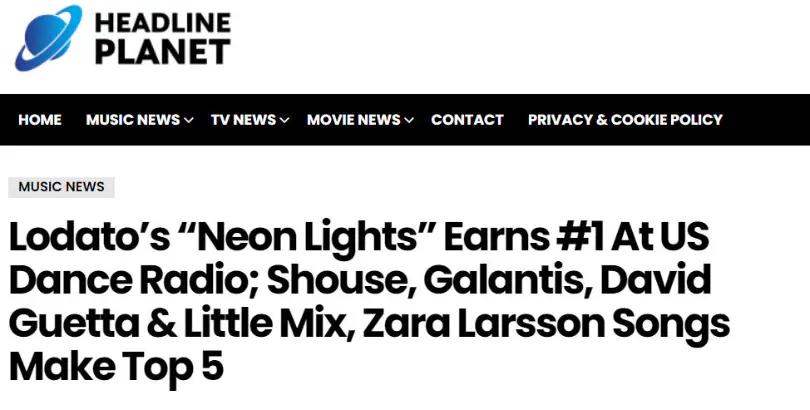 “Neon Lights” Earns #1 At US Dance Radio