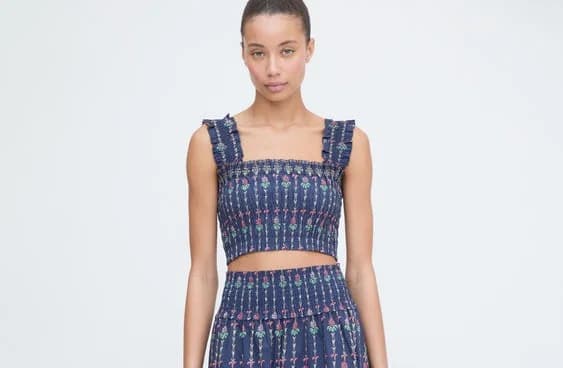 The Azalea Nap Top - Navy Trailing Fern - HILL HOUSE