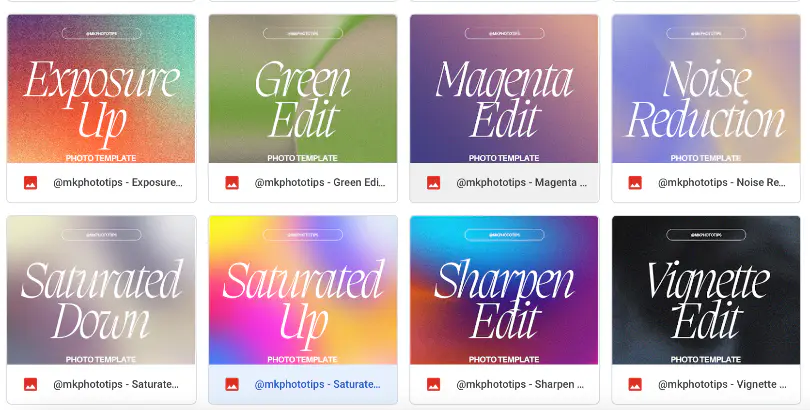 Download my iOS 16 Editing Templates (free)