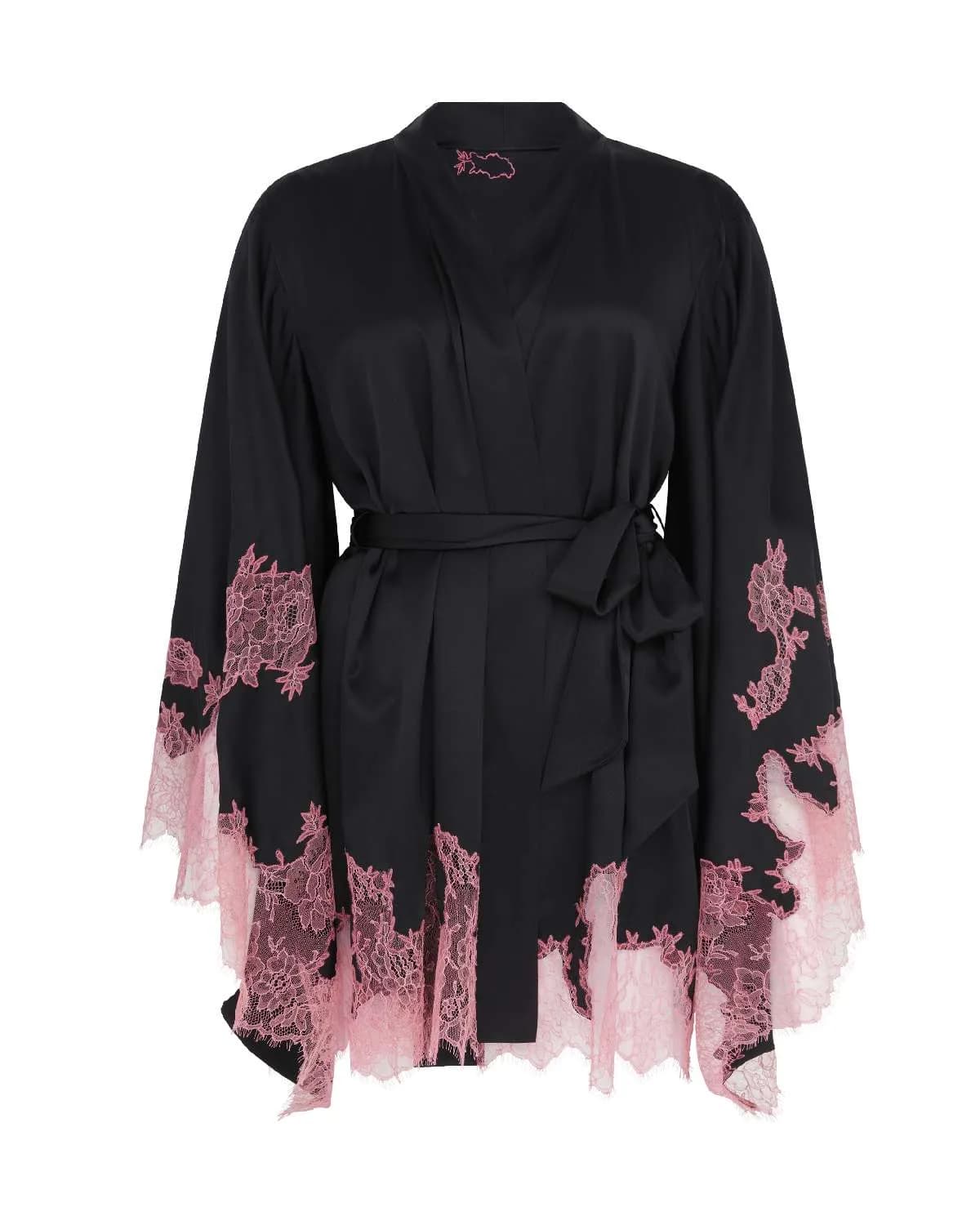Agent Provocateur Black Neon Pink Christi Short Kimono | Galeries Lafayette Doha