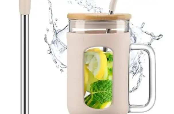 46oz Glass Tumbler with Bamboo Lid
