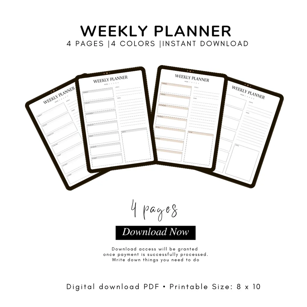 Weekly Planner 4 Pages