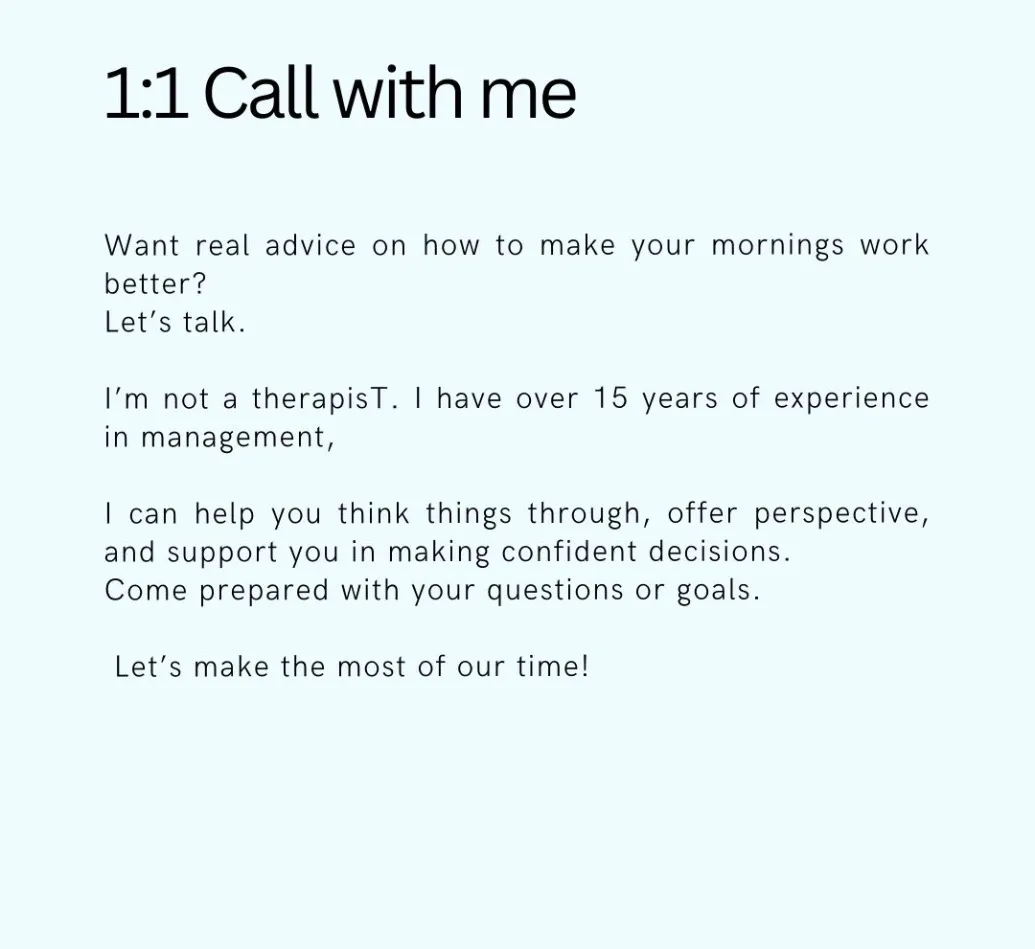 Schedule a 1:1 / 30 mins, just us.