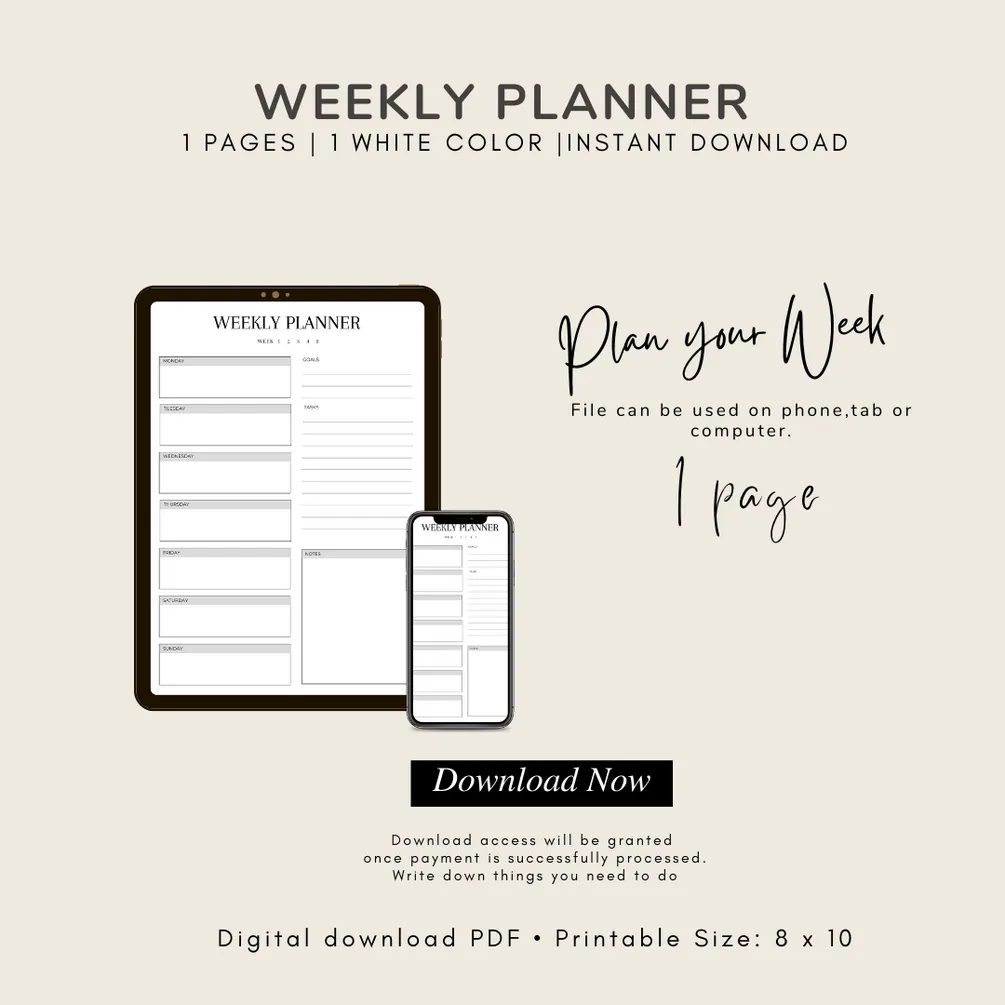 Weekly Planner 1 Page 