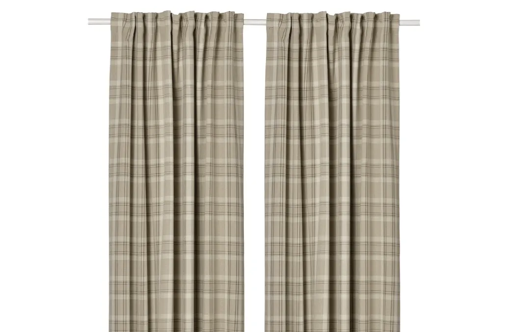 Gingham pattern curtains