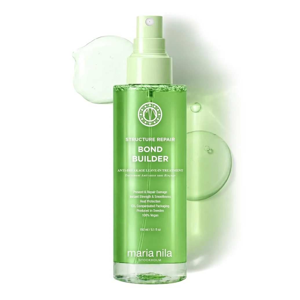 Maria Nila Bond Builder Leave-In Hair Repair Treatment – Strengthens Damaged Hair, Helps Repair Broken Hair Bonds, Reduces Breakage & Frizz, Heat Protectant up to 450°F, Vegan & Color Safe, 5.1 fl oz