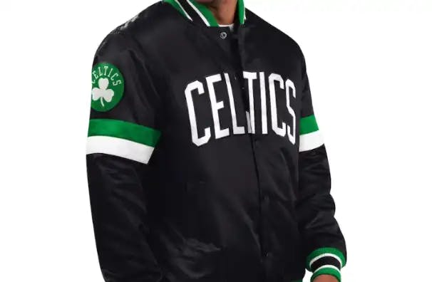 Men's Starter Black Boston Celtics Home Game Satin Full-Snap Varsity Jacket